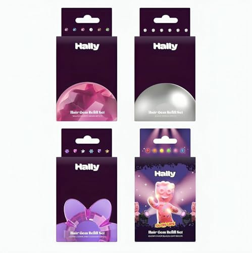 Hally Hair 360 Refill for Hair Gems - Multicolored Adhesive Jewels Only (No Stamper) – Hearts, Stars, Flowers, Pearls – Blacklight Glow – Hair Accessories for Girls & Teens | Amazon (US)