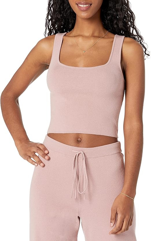 The Drop Women's Angelica Cropped Supersoft Scoop Neck Tank | Amazon (US)