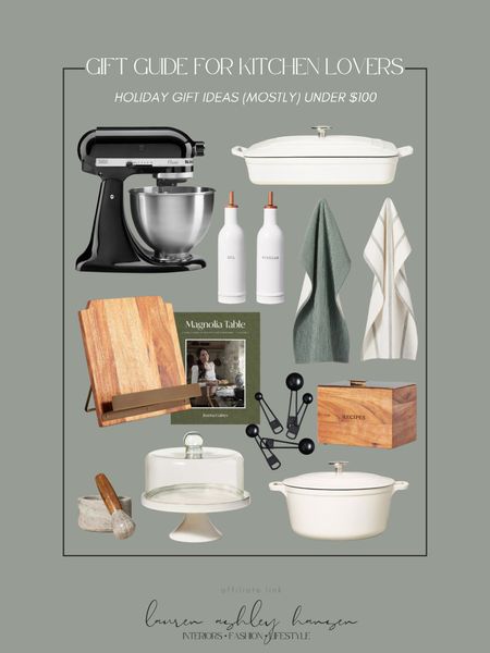 A gift guide for the kitchen lover! Whether cooking or baking, all of these beautiful pieces are perfect for the one that loves spending time in the kitchen. Mixing bowls, towels, cookbook, recipe holder, Dutch ovens, cake stands and more! All under $100 (except one item)  

#LTKhome #LTKGiftGuide #LTKHoliday