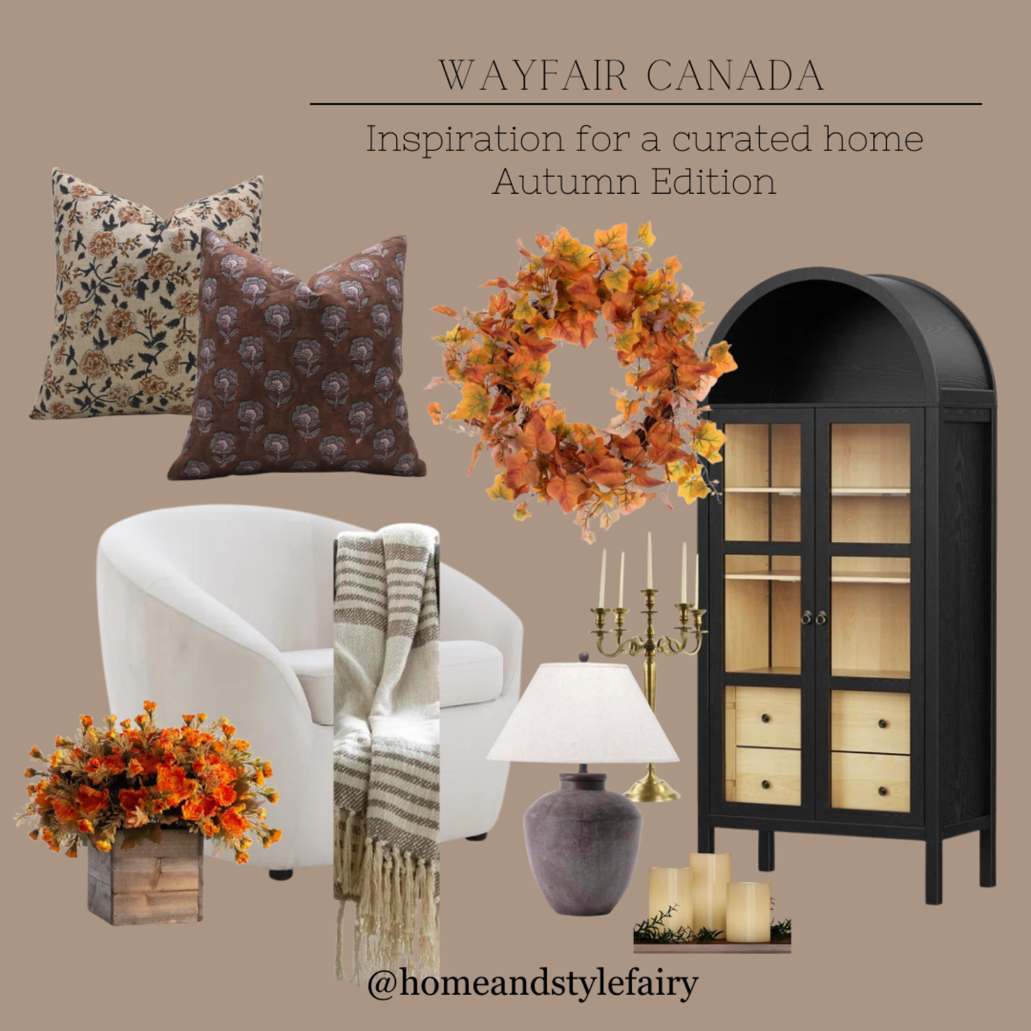 Stunning pieces l've selected to decorate your home during the fall season🍂

#homeinspo #Itkhome #neutralhome

Pillow cover | table lamp | throw blanket | arched cabinet | barrel chair | candelabra 


#LTKsale #LTKcanada #LTKautumn