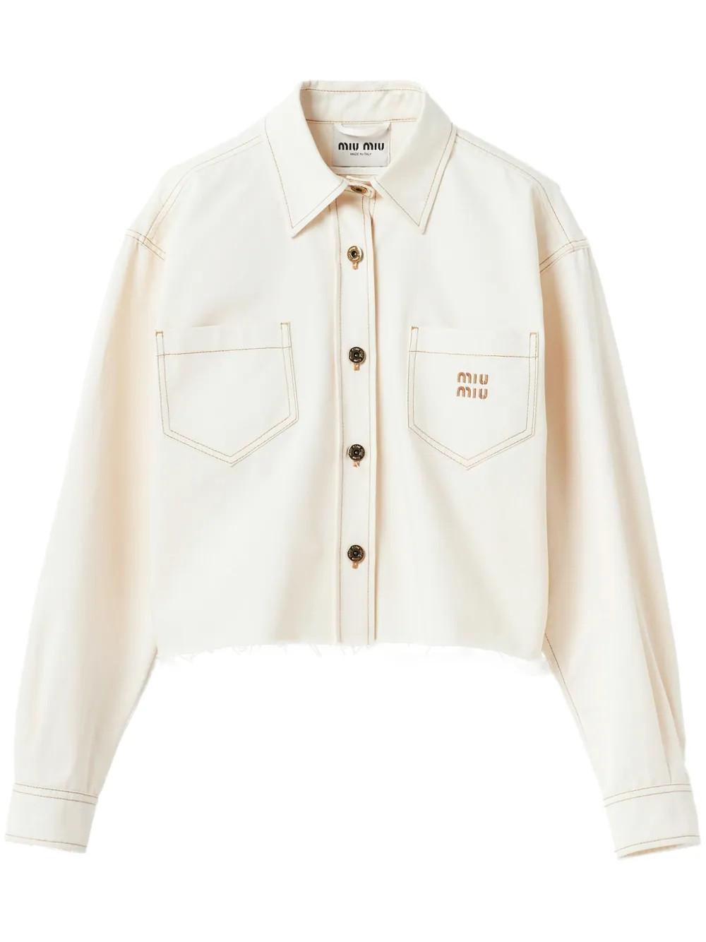 Miu Miu logo-embroidered Denim Jacket - Farfetch | Farfetch Global