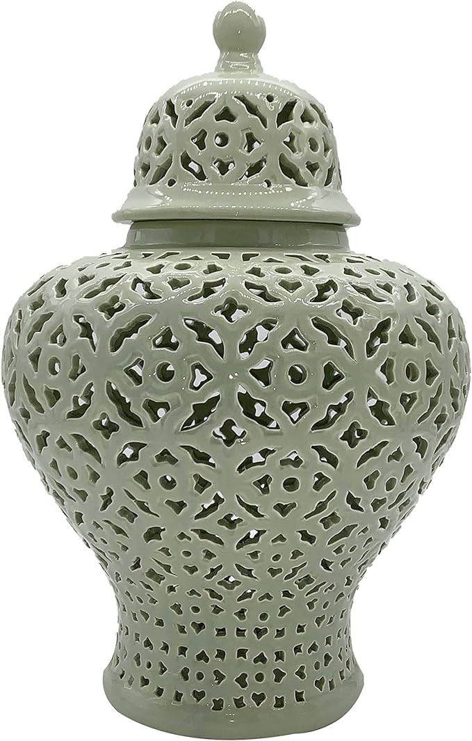 Galt International 19.5” Lattice Ginger Jar with Lid - Stunning Home Decor with Intricate Medit... | Amazon (US)
