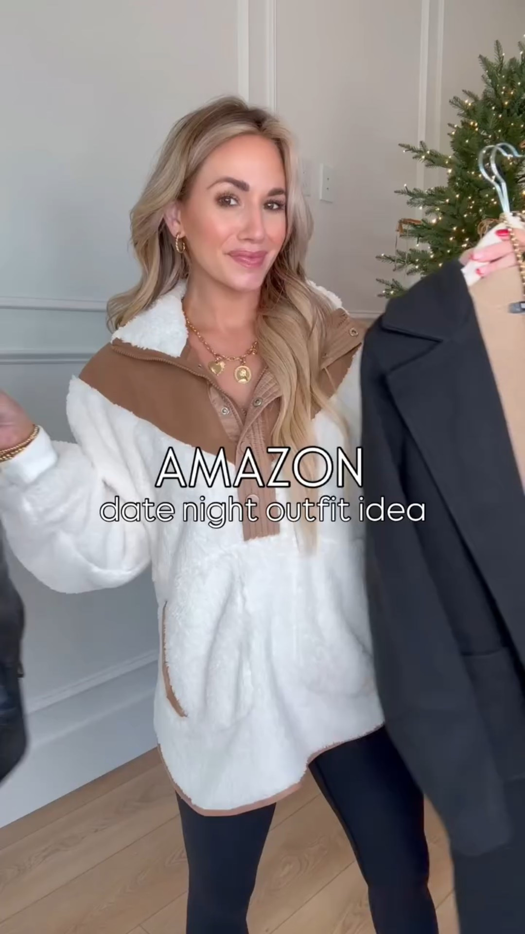 Amazon Date Night Outfit Idea! I’ll be wearing my fav fleece lined tights during these colder months 🙌 // I’m 5’3 for reference wearing a small dress, small coat, and boots run tts.

#LTKFindsUnder100 #LTKgrwm #LTKootd