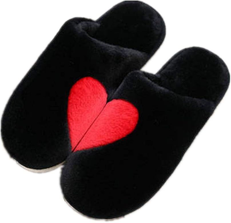 Winter House Slippers for Women Ladies Heart Couple Memory Foam Cute Faux Fur Slipper Men Fuzzy I... | Amazon (US)
