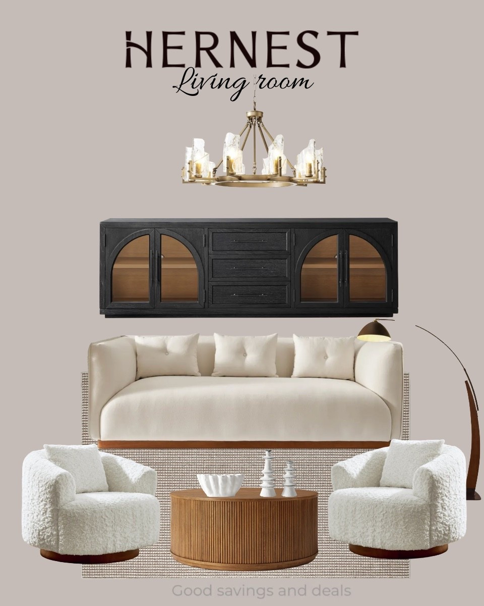 @HERNEST has modern neutral aesthetic that will transform your home. Living room inspiration. Clean lines, wood tones, organic modern furniture. Interior design. Fluted coffee table. Modern wall art. 
Get $50 off on orders exceeding $500.
Use the code LTK at checkout.

#LTKHome #LTKSaleAlert