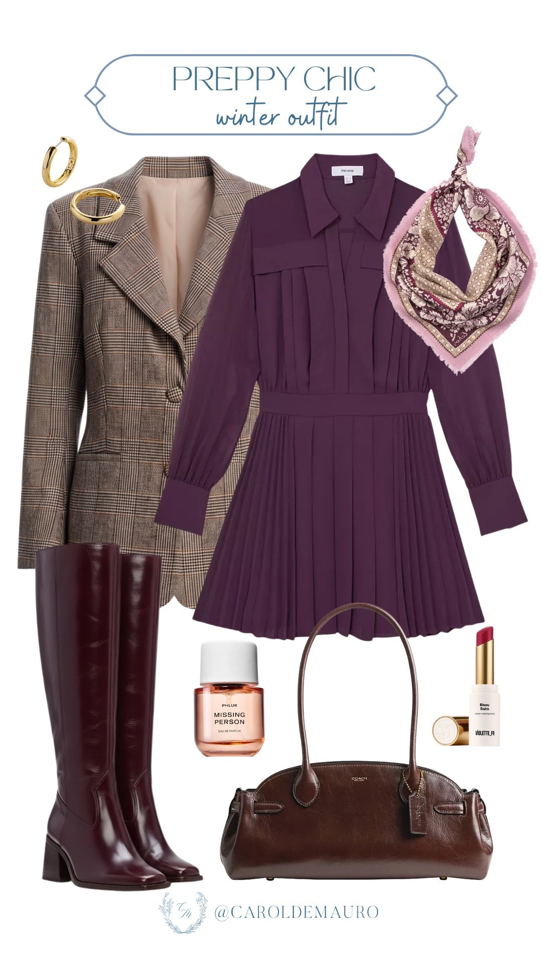 If you want that Ralph Lauren style for that winter outfit, check out this preppy look with a plaid blazer, purple long-sleeve dress, and leather knee-high boots.

winter layers, outfit inspo, petite fashion, wardrobe refresh, quiet luxury, timeless fashion, clean girl aesthetic, seasonal looks

#LTKSeasonal #LTKU #LTKFindsUnder50