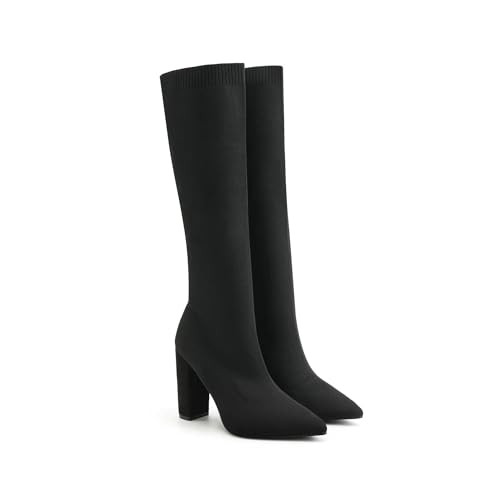 NEWBELLA Elastic Chunky Heel Over-the-Knee Boots for Women - Comfortable and Stylish Knee-High Booties | Amazon (US)