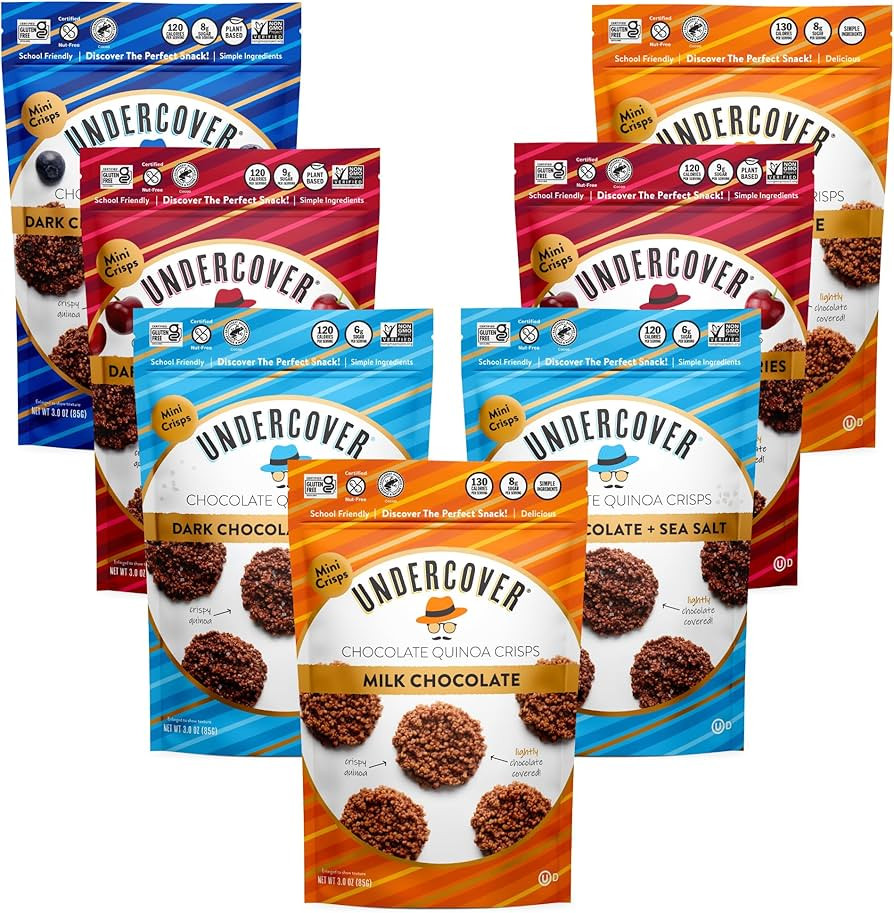 Undercover Snacks Chocolate Quinoa Crisps - Variety Sampler Pack | 7-Pack, 3oz Bags of Mini Crisp... | Amazon (US)
