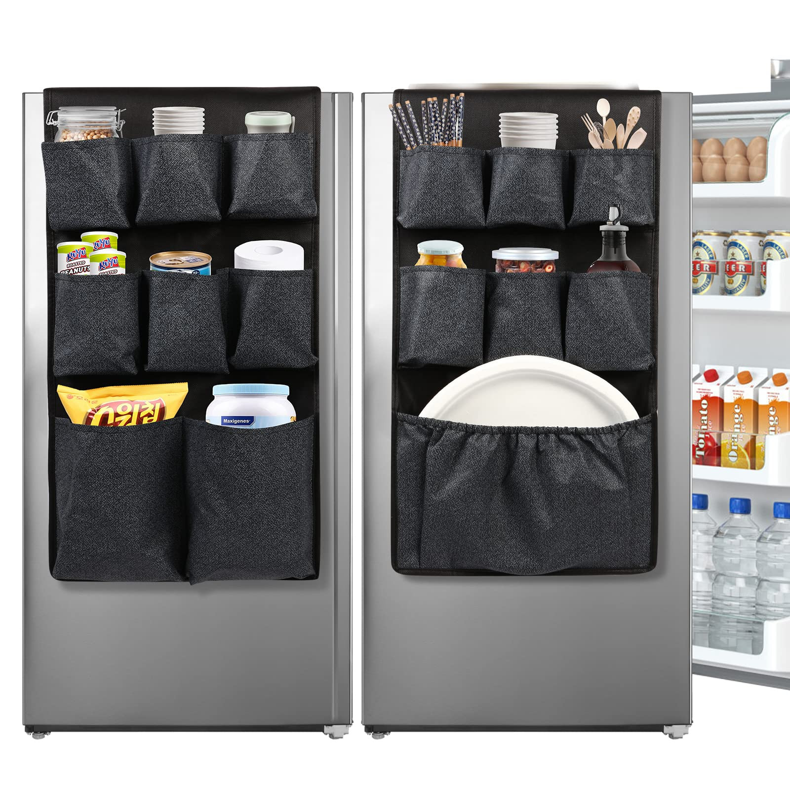 Mini Fridge Organizer Storage 65" x 12.6", Mini Fridge Caddy Hanging Organizer with 15 Extra Larg... | Amazon (US)