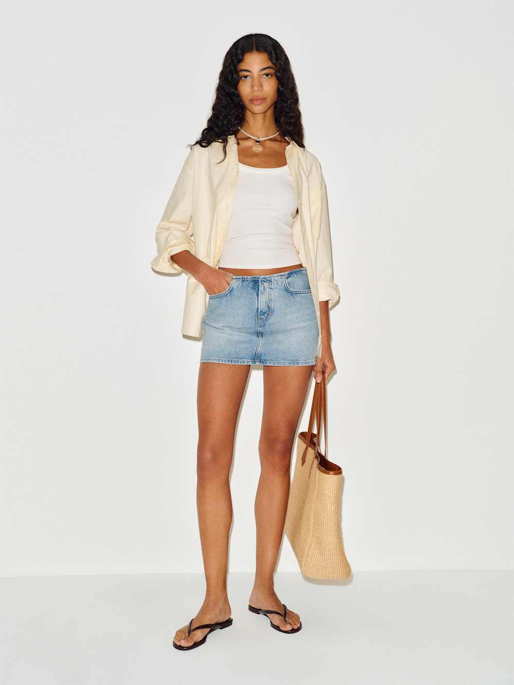 Rylee Low Rise Denim Mini Skirt | Reformation (Global)