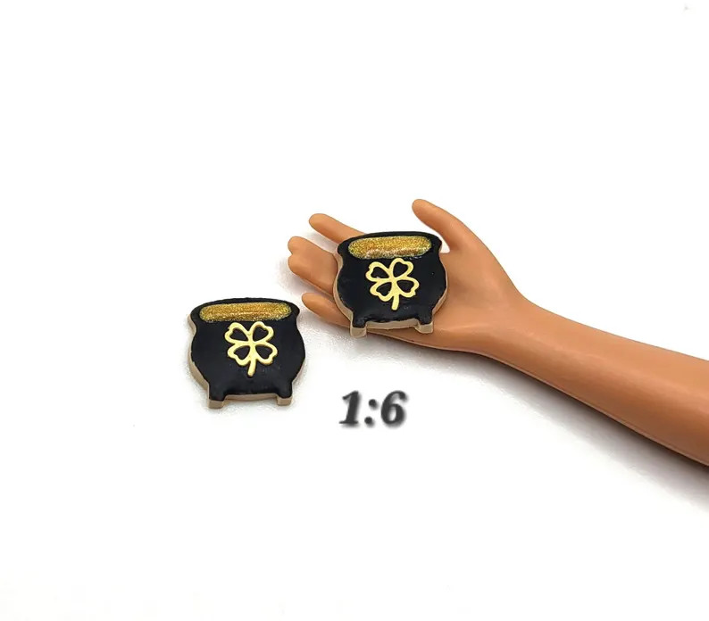 Mini Pot of Gold Cookies, 2 Pack, 1:6 St Patrick's Day Miniature Desserts, Faux Cookies for Baker... | Etsy (US)