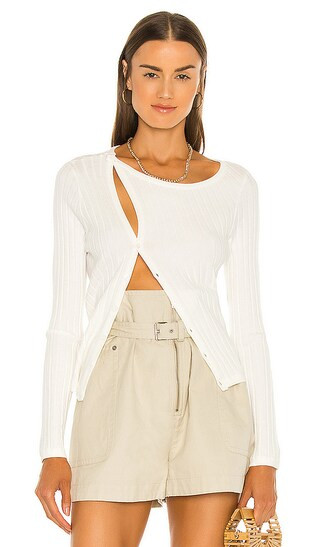 Madison Asymmetrical Ribbed Top in White | Revolve Clothing (Global)