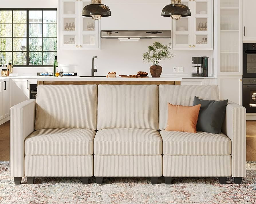 Belffin Corduroy Sectional Sofa, Luxury Modular Sofa with Storage, Modern Couch for Living Room, ... | Amazon (US)