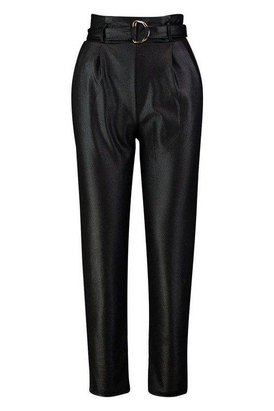 Faux Leather Belted High Waist Pants | Boohoo.com (US & CA)