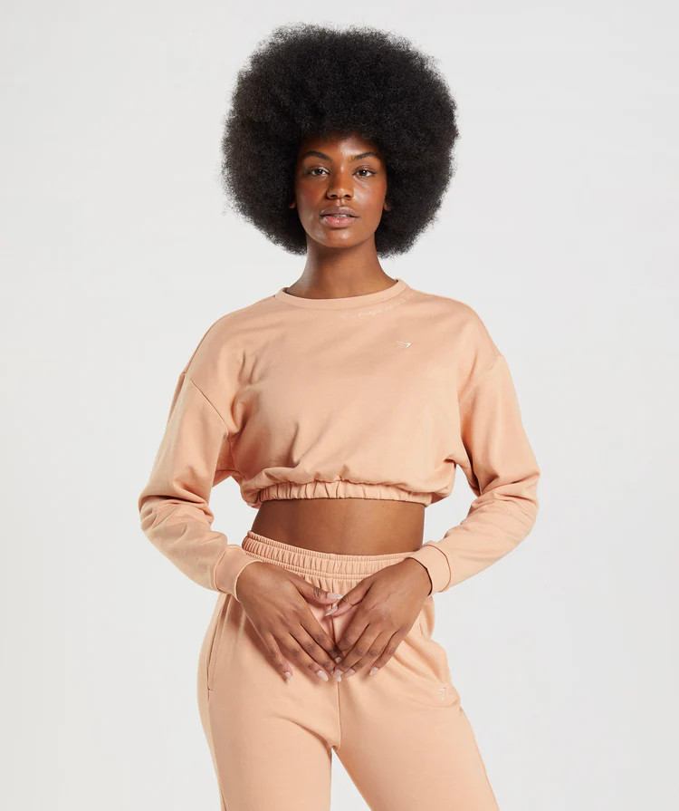 Gymshark Whitney Cropped Pullover - Sunset Beige | Gymshark US