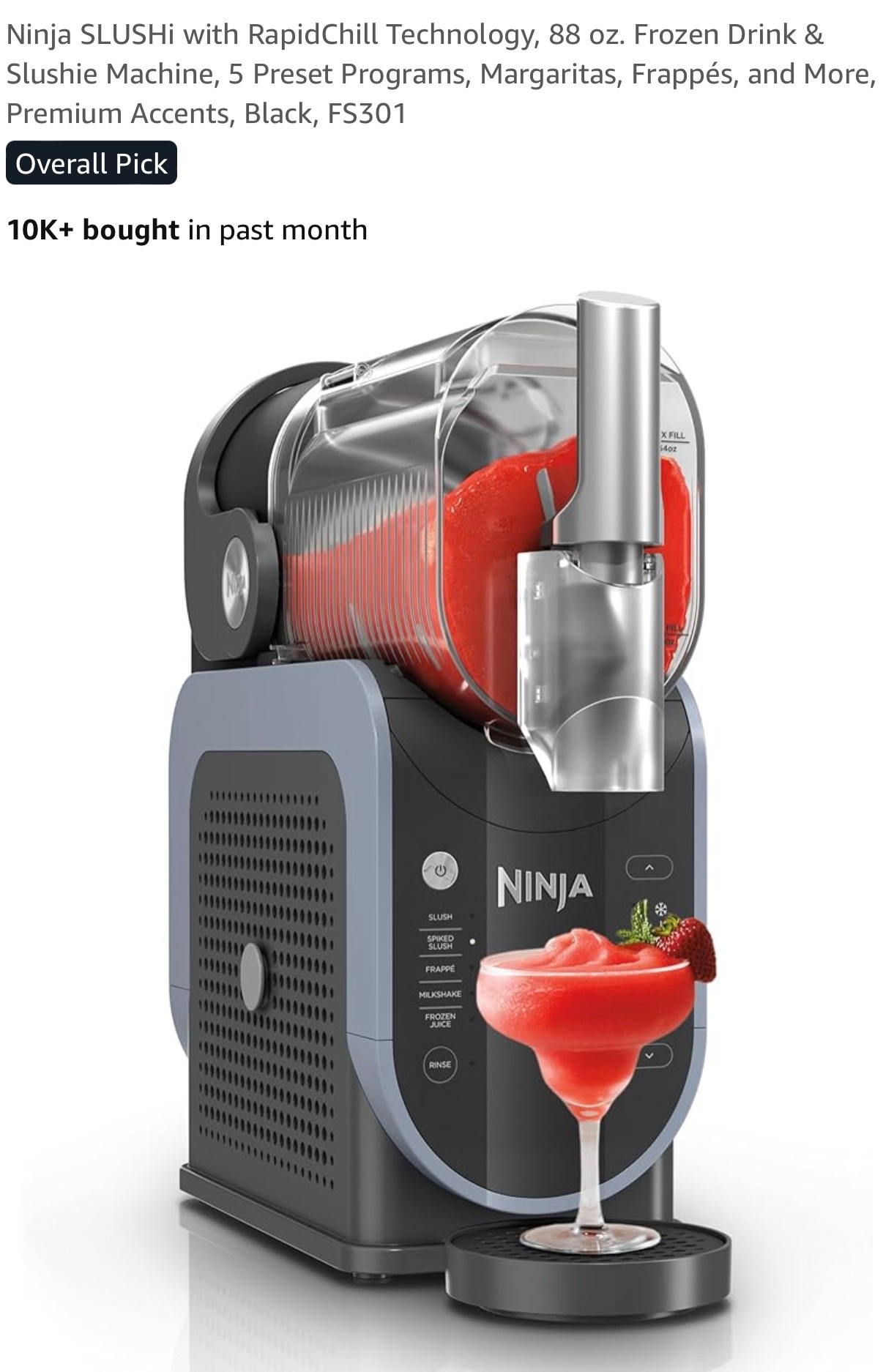 Ninja SLUSHi with RapidChill Technology, 88 oz. Frozen Drink & Slushie Machine, 5 Preset Programs, Margaritas, Frappés, and More

#LTKOver40 #LTKHome #LTKSaleAlert