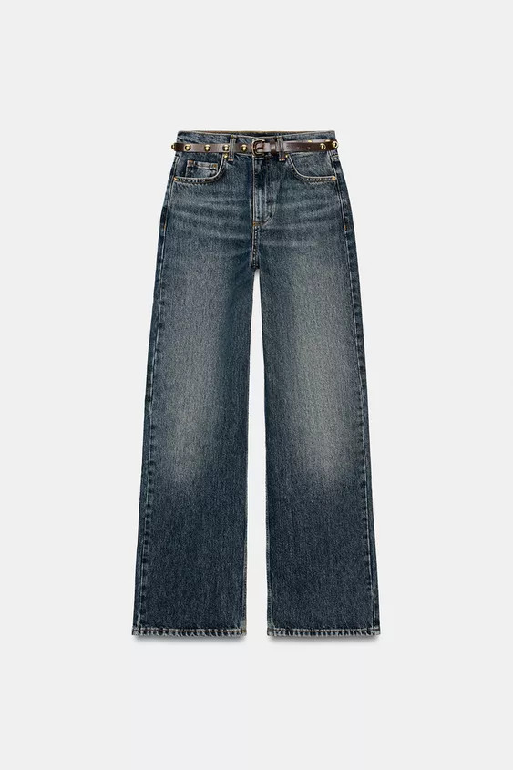 Z1975 STRAIGHT TAPERED HIGH-WAIST BELTED JEANS | Zara US