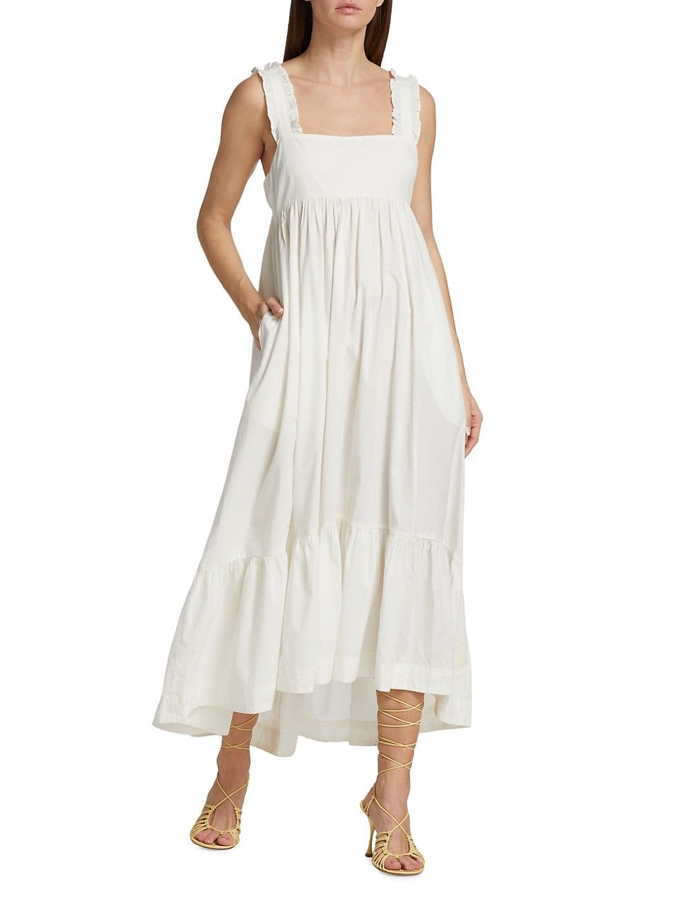 Isabella Ruffled Cotton-Blend Midi-Dress | Saks Fifth Avenue
