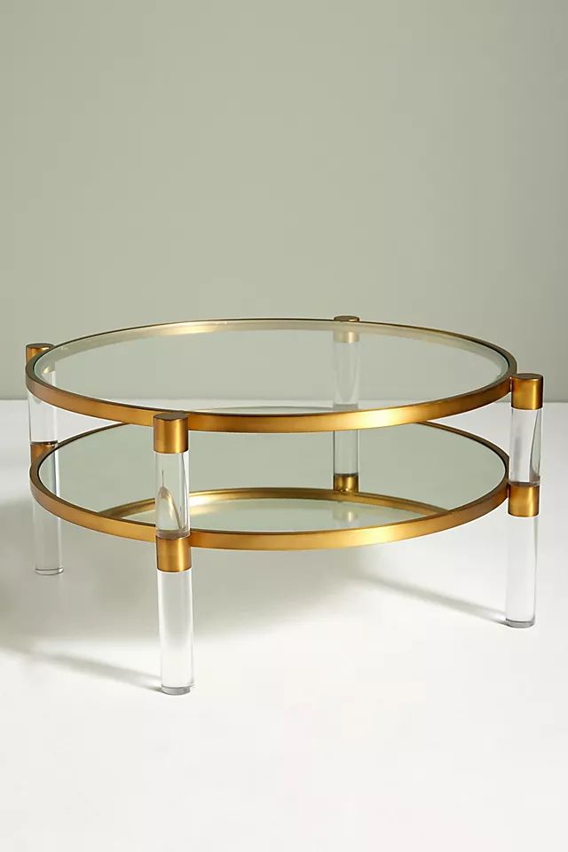 Oscarine Lucite Round Mirrored Coffee Table | Anthropologie (US)