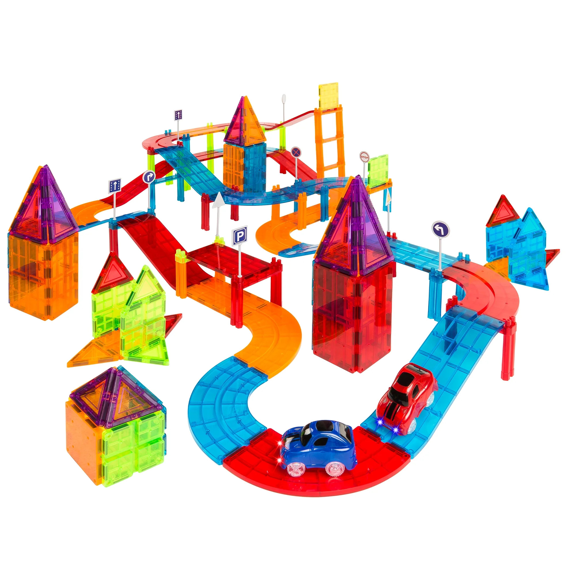Best Choice Products 212-Piece Kids 3D Magnetic Tile Car Race Track STEM Learning & Building Toy ... | Walmart (US)