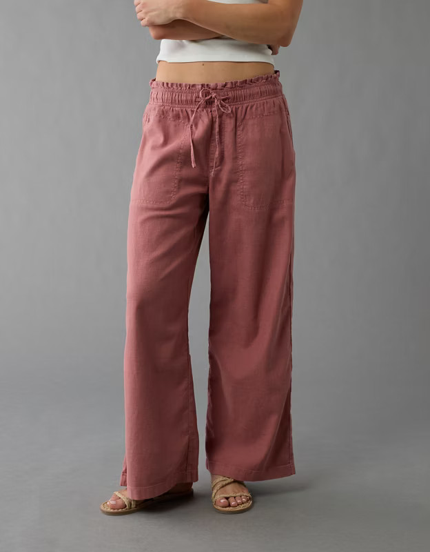 AE Dreamy Drape Linen-Blend Pull-On Pant | American Eagle Outfitters (US & CA)