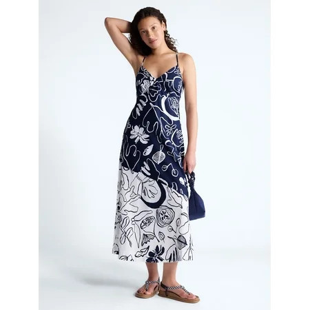 Free Assembly Women s Tie Back Cotton Maxi Dress Sizes XS-XXL | Walmart (US)
