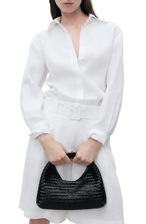 MANGO Oversize Linen Shirt in White at Nordstrom, Size 8 | Nordstrom