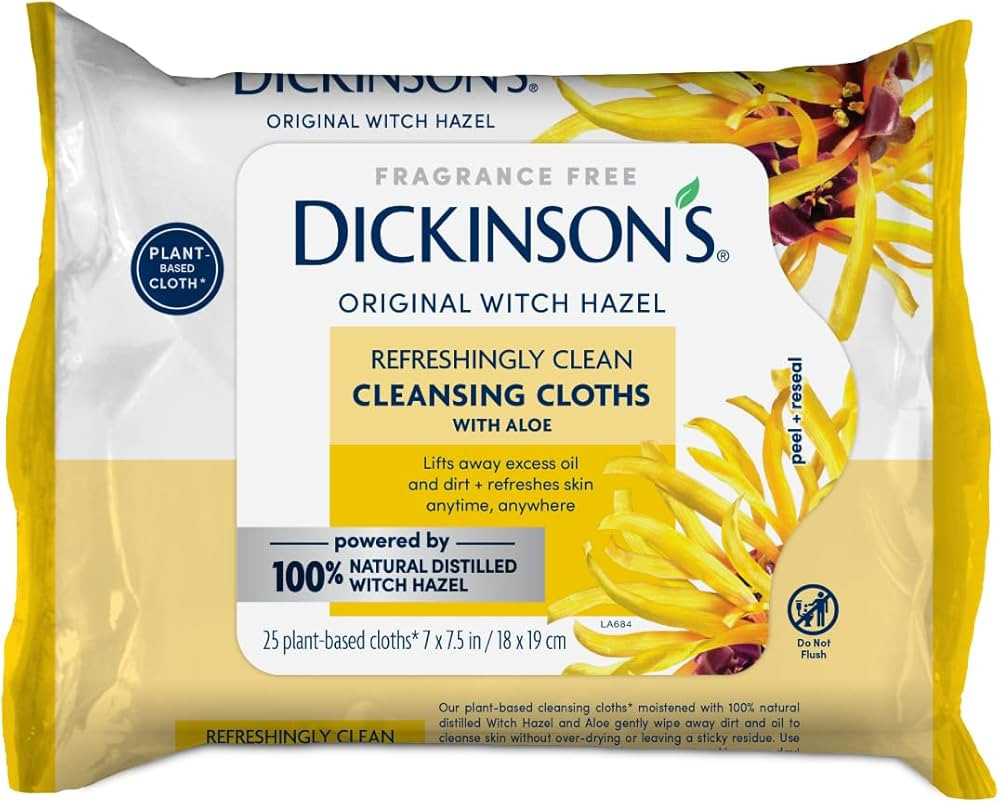 Dickinson's Original Refreshingly Clean Daily Cleansing Cloths, Witch Hazel and Aloe, 25 Count | Amazon (US)