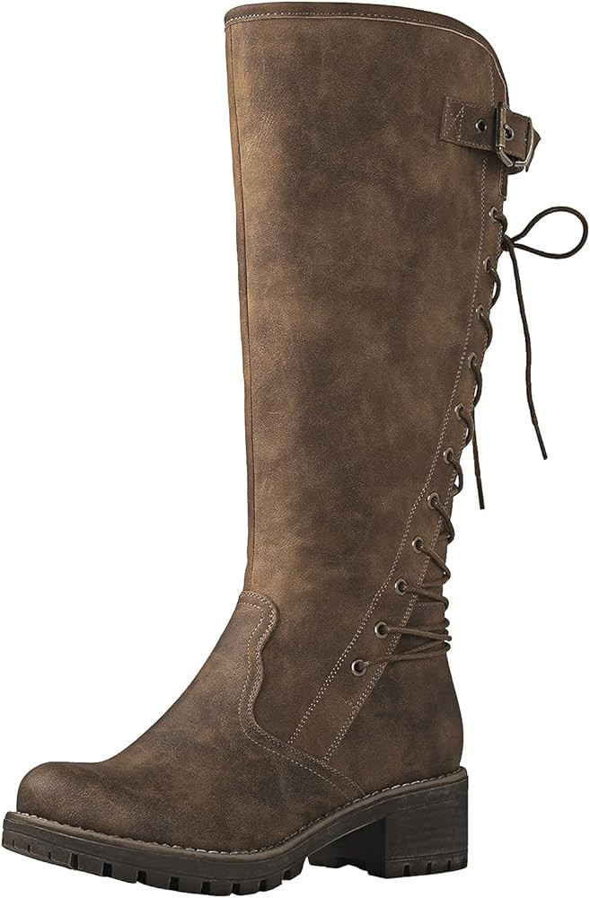 GLOBALWIN Women's Lace Up Back Knee High Fashion Boots | Amazon (US)