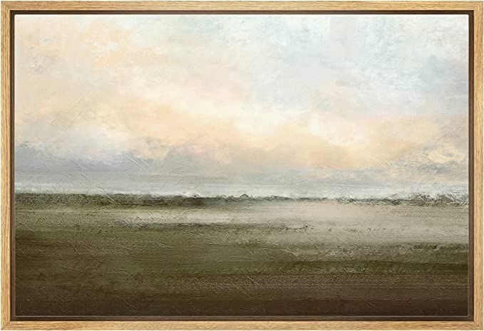 wall26 Framed Canvas Print Wall Art Watercolor Dusk Sky Over Green Field Nature Wilderness Illust... | Amazon (US)