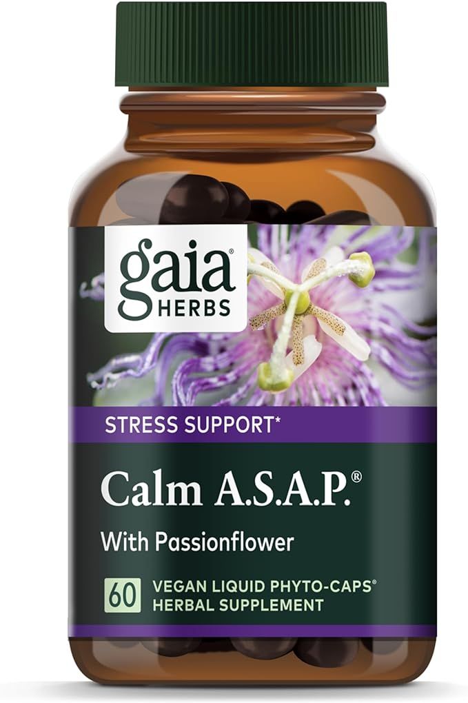 Gaia Herbs Calm A.S.A.P. Stress Support Supplement - with Skullcap, Passionflower, Chamomile, Ver... | Amazon (US)