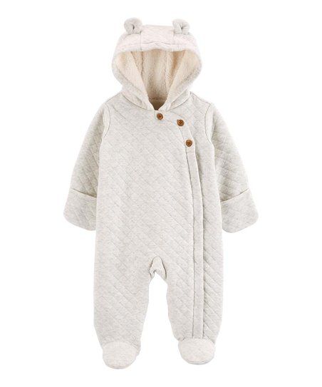 Gray Ears Sherpa-Lined Quilted Bunting - Infant | Zulily
