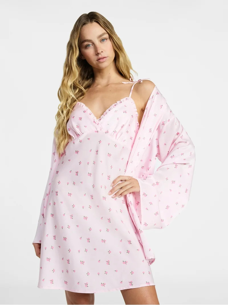 No Boundaries Sleepwear Satin Robe, Women's XS-XXL | Walmart (US)