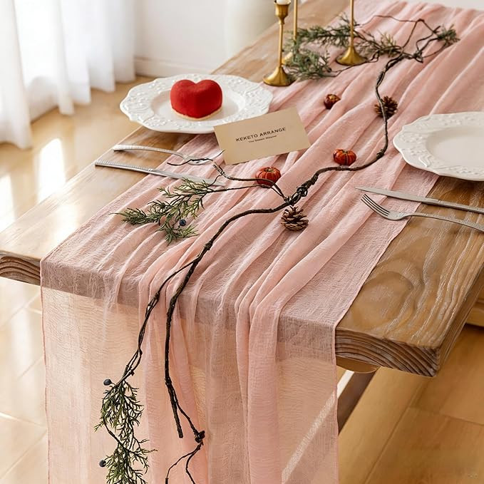 Keketoarrange Pink Valentines Day Decorations Table Runner Cheese Cloth Rustic Gauze Cheesecloth ... | Amazon (US)