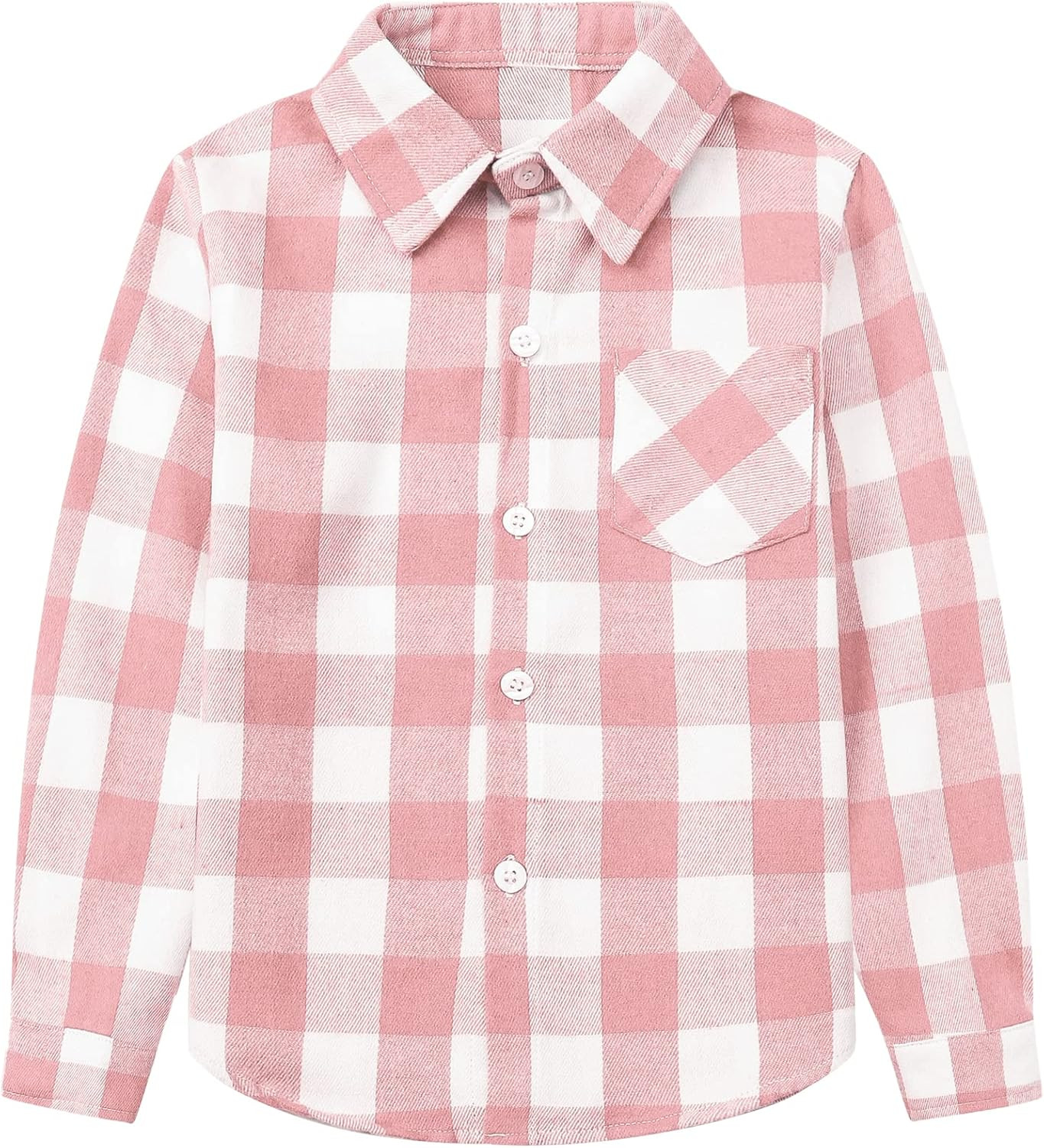 SANGTREE Girls' Women's Long Sleeve Flannel Plaid Shirt Button Down Cotton Shirts, 3 Months - US 2XL | Amazon (US)