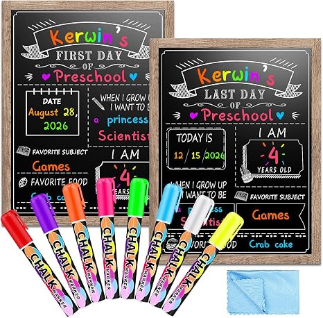 EAONE 12 x 16 in First Day of School Board Sign for All Grades Student, Wood Frame Back to School... | Amazon (US)