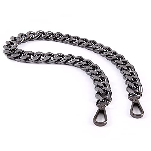 25 Inch Trendy Chunky Metal Chain Purse Handle Shoulder Strap Replacement for Handbag (Black-Grey) | Amazon (US)