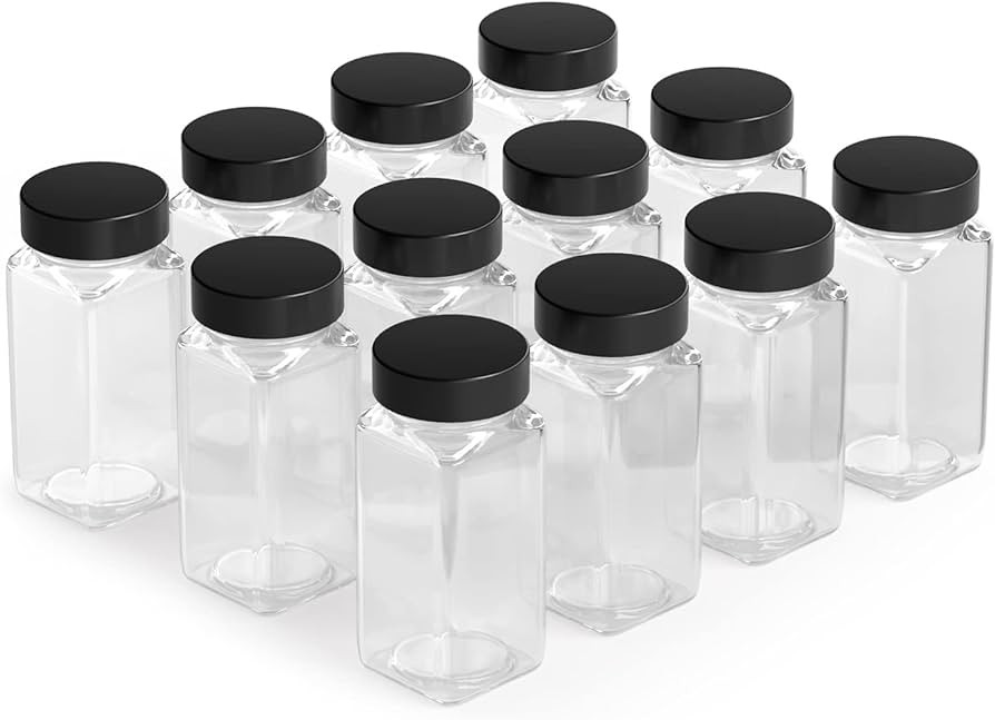 TAFTS SQUARE Glass Spice Jars & Bottles l 33% Thicker - 12 Pcs Glass Spice - 3 oz or 4oz Empty Gl... | Amazon (US)