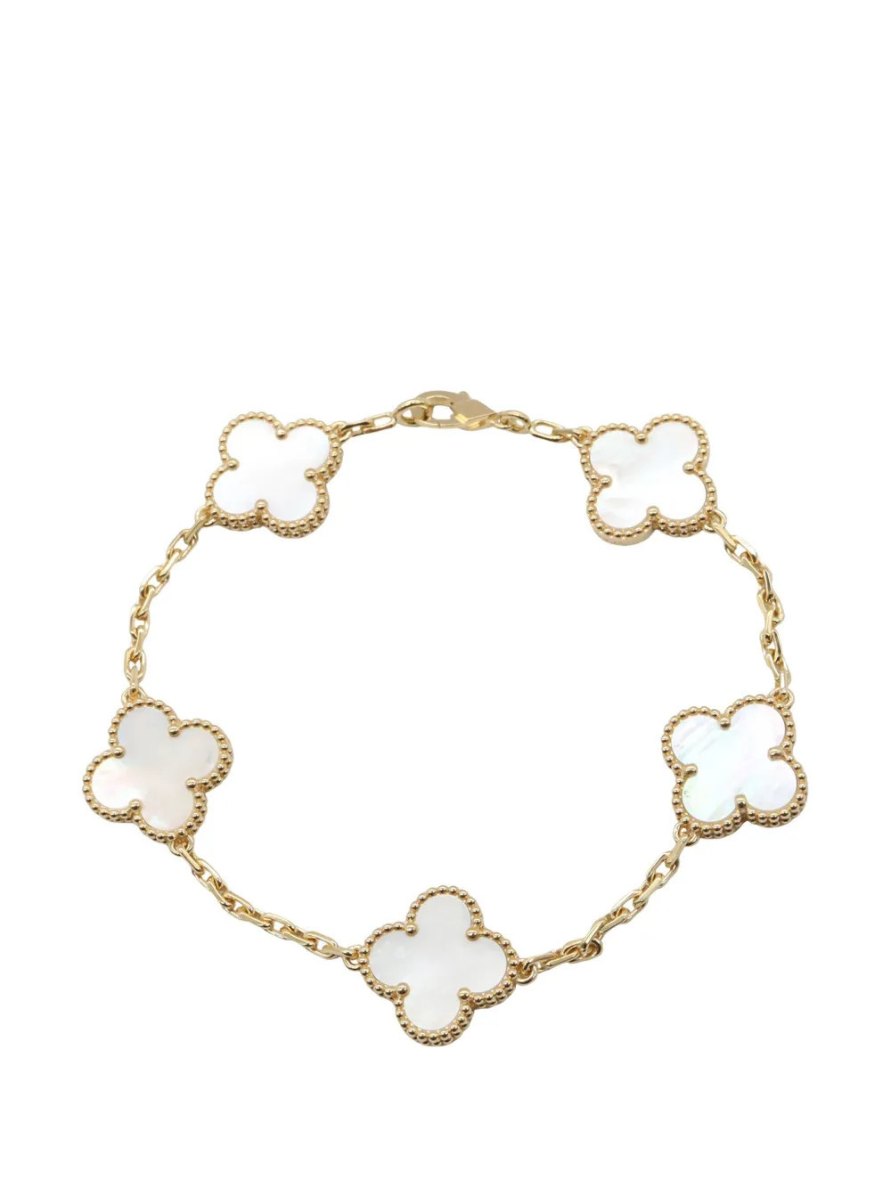 Van Cleef & Arpels Pre-Owned 2020-2023 18K Yellow Gold and Mother of Pearl Vintage Alhambra bracelet - White | Farfetch Global