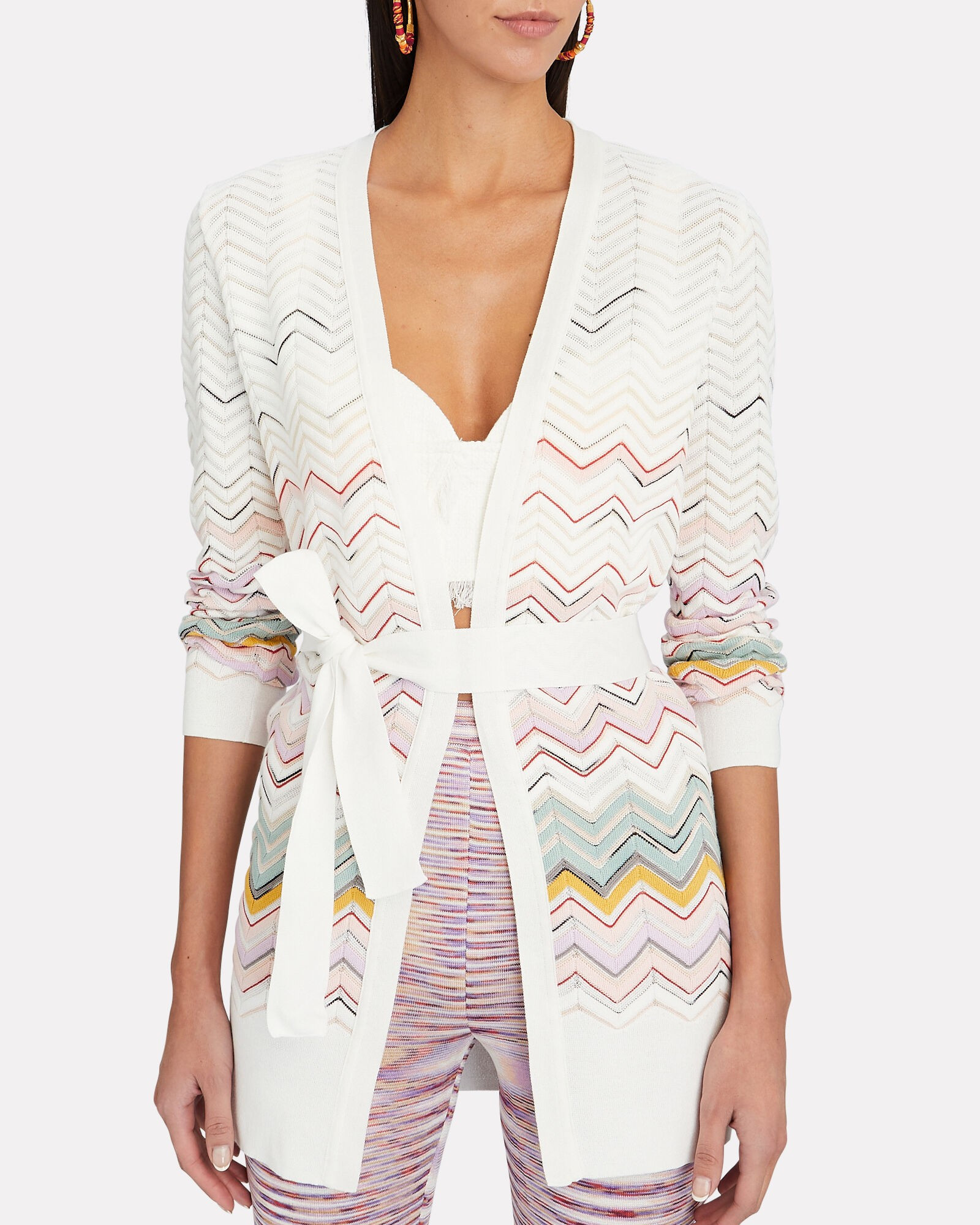 Belted Chevron Knit Cardigan | INTERMIX