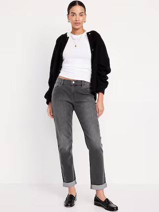 Mid-Rise Wow Boyfriend Straight Jeans | Old Navy (US)