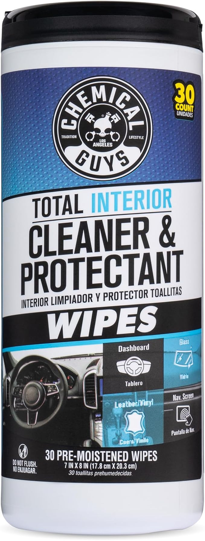 Chemical Guys Total Interior Cleaner & Protectant Canister Wipes, Great for Cars, Trucks, SUVs, R... | Amazon (US)