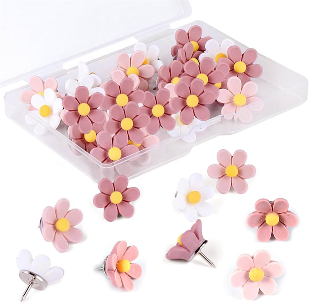 Flower Push Pins for Cork Board 30 Pcs Decorative Thumb Tacks Pushpin Cute Cork Board Floret Thum... | Amazon (CA)