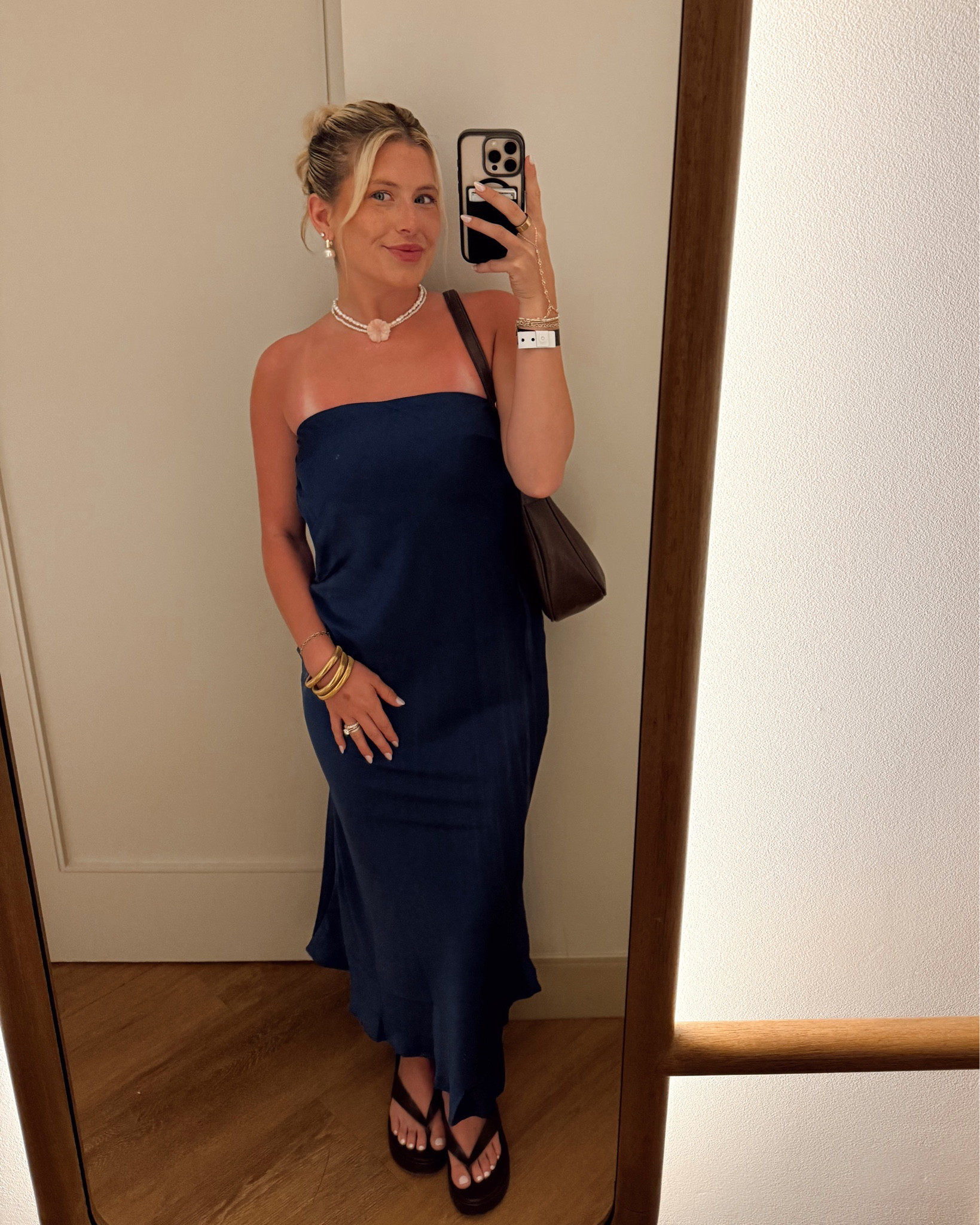Obsessed with this dress & so mad i didn’t get a pic of the back! Also living for the brown flip flops + purse combo 🩴👜 #beachootd #beach #updo

#LTKgrwm #LTKTravel #LTKootd