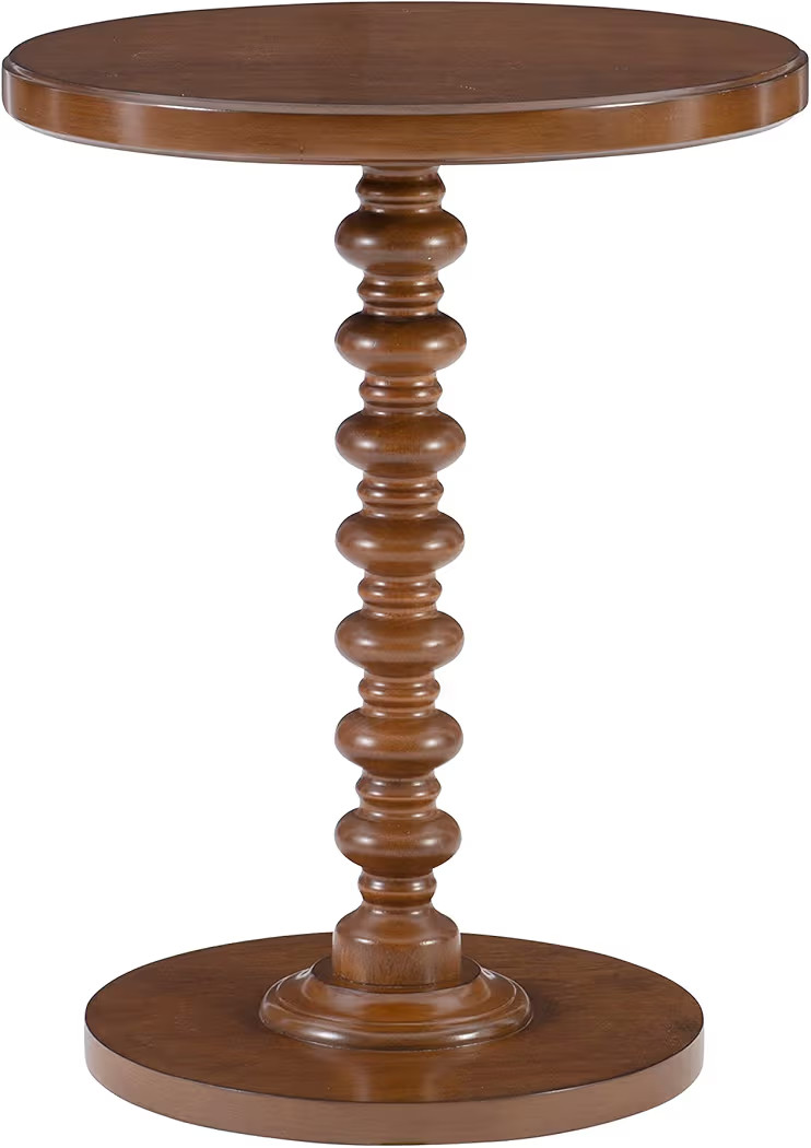 Powell Tarkin Round Hazelnut Turned Spindle Pedestal Side Accent Table | Amazon (US)
