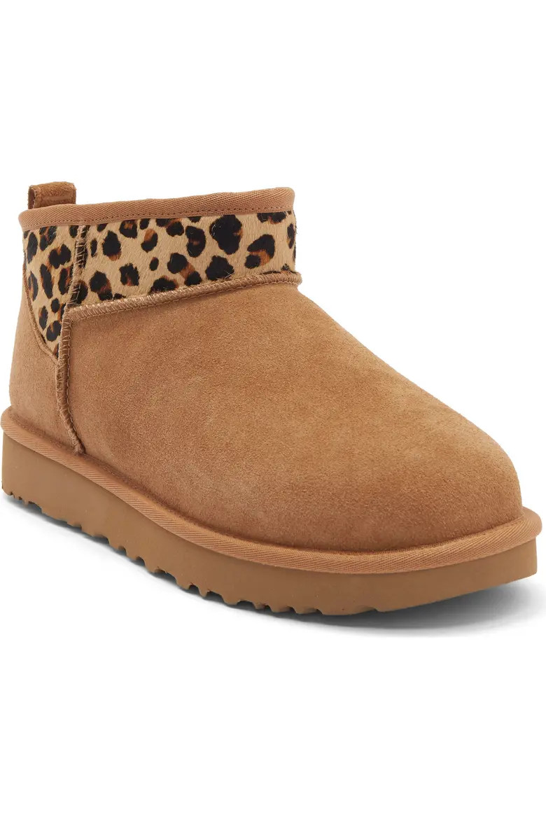 UGG® Classic Ultra Mini Wild Leather Bootie (Women) | Nordstromrack | Nordstrom Rack