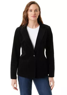Gloria Vanderbilt Women's Fitted Corduroy Blazer, Black, X-Large | Belk