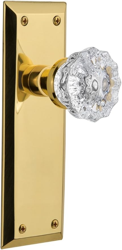 Nostalgic Warehouse New York Plate with Crystal Glass Knob, Single Dummy, Unlacquered Brass | Amazon (US)