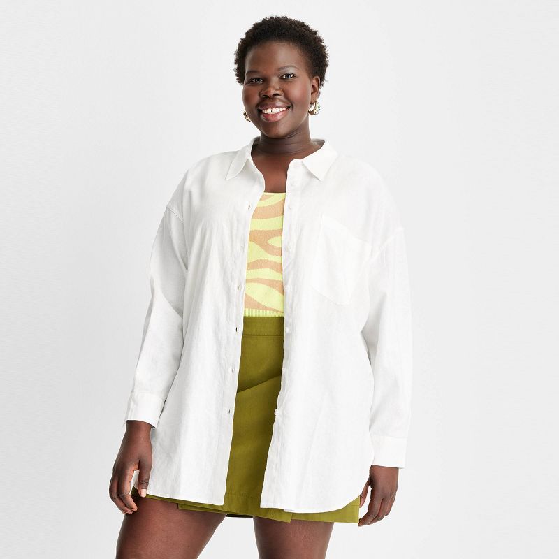 Women's Long Sleeve Oversized Linen Shirt - Future Collective™ with Gabriella Karefa-Johnson | Target