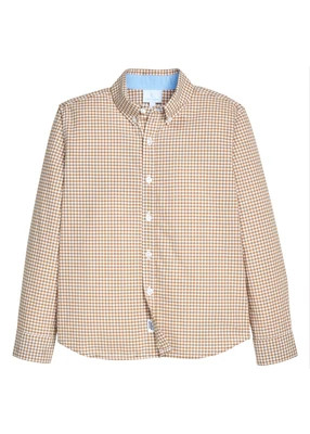 Button Down Shirt - Khaki Gingham | Little English